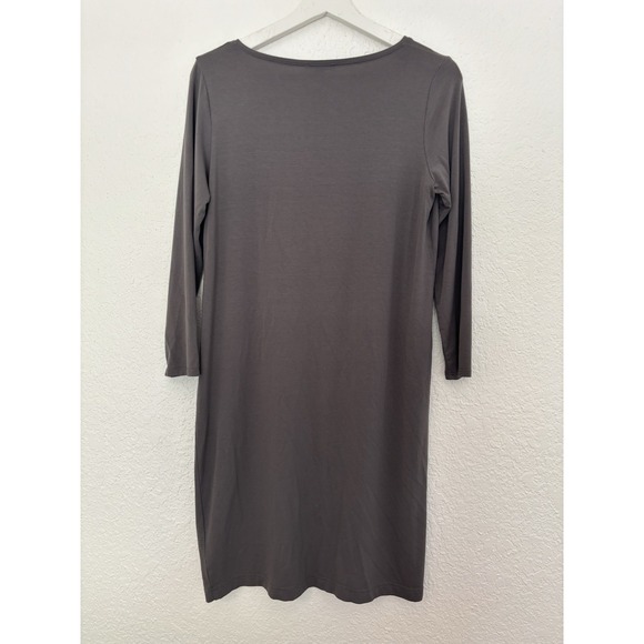 Eileen Fisher Womens Small/petite V Neck Grey‎ Stretch Dress Long Sleeve - Picture 5 of 7